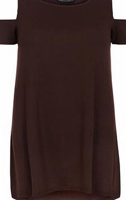 Dorothy Perkins Womens Cold Shoulder Tunic- Brown DP56439153