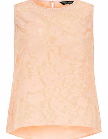 Womens Coral Floral Burnout Shell Top- Peach