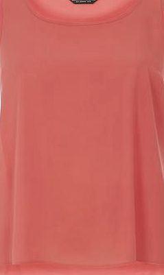 Dorothy Perkins Womens Coral High Neck Sleeveless Top- Coral