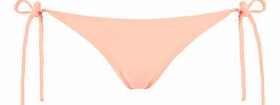 Womens Coral Plait Tie Side Bikini Bottoms-