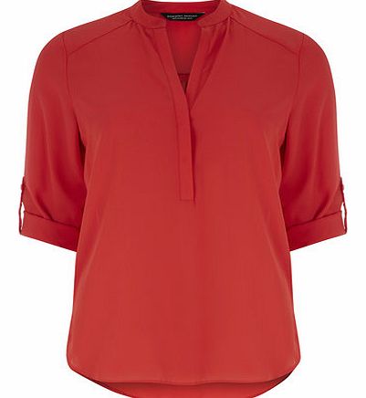 Dorothy Perkins Womens Coral Roll Sleeve Shirt- Coral DP05511216