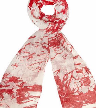 Dorothy Perkins Womens Coral Sketchy Floral Scarf- Coral