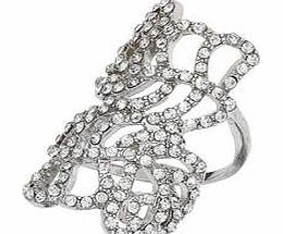 Womens Crystal Leaf Ring- Silver DP49814460