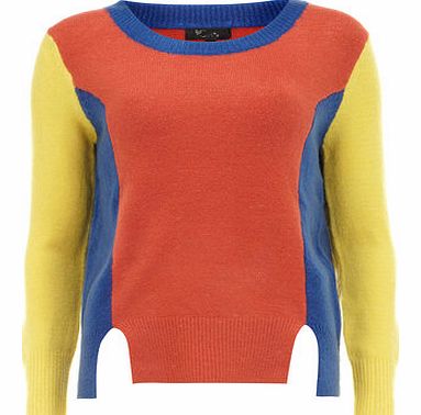 Dorothy Perkins Womens Cutie Red Colour Block Sweater- Red