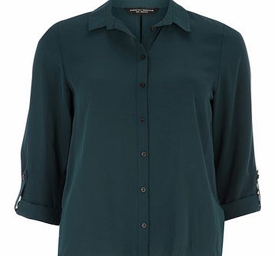 Dorothy Perkins Womens Dark Green button rollsleeve shirt- Dark