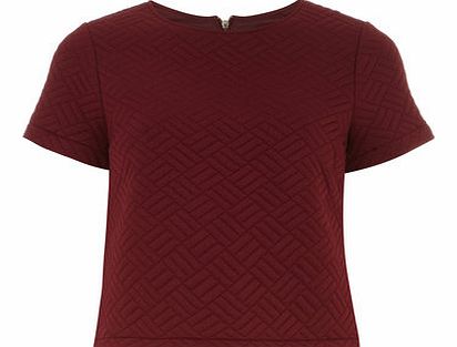 Dorothy Perkins Womens Dark Red Square Quilted Tee- Burgundy