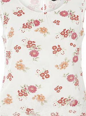 Dorothy Perkins Womens Ditsy Floral Print Scallop Hem Shell Top-