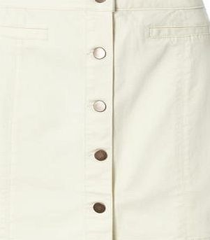 Dorothy Perkins Womens Ecru Denim Button Mini Skirt- White