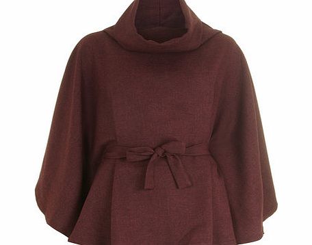 Womens Fever fish Burgundy Belted Cape- Red