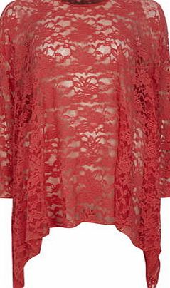 Dorothy Perkins Womens Feverfish Coral Lace Tunic- Coral