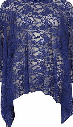 Dorothy Perkins Womens Feverfish Royal Blue Lace Tunic- Blue