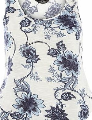 Dorothy Perkins Womens Floral Print Scoop Vest Top- Ivory