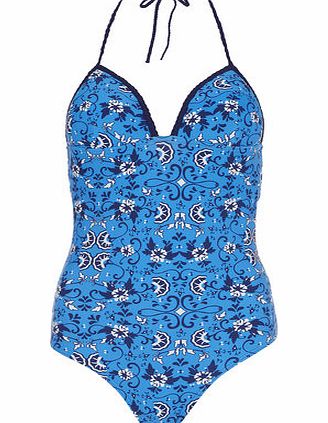 Dorothy Perkins Womens Floral Secret Support Swimsuit- Blue