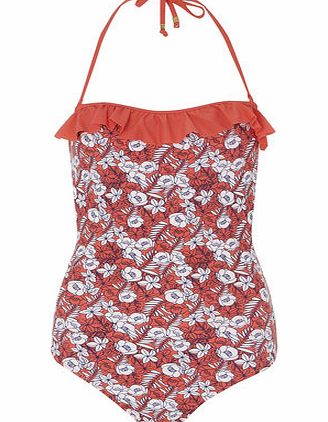 Dorothy Perkins Womens Floral Secret Support Swimsuit- Coral
