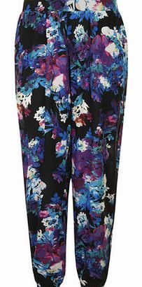 Womens Girls On Film Blue floral trousers- Blue