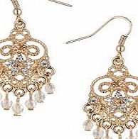 Dorothy Perkins Womens Gold And Peach Drop Earring- Gold