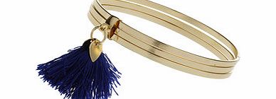 Dorothy Perkins Womens Gold Bangle With Navy Tassel- Gold