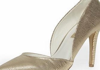 Dorothy Perkins Womens Gold high 2-part pointed court shoes-