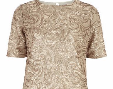 Dorothy Perkins Womens Gold Paisley Sequin Tee- Gold DP05479220