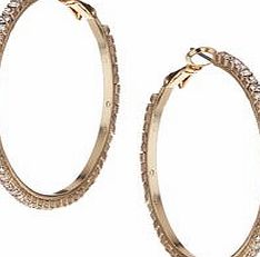 Dorothy Perkins Womens Gold Rhinestone Hoops- Gold DP49815960