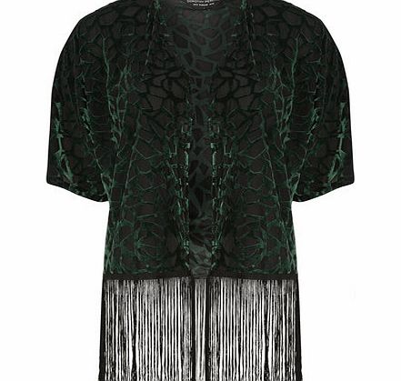 Dorothy Perkins Womens Green Abstract Tassel Kimono- Green