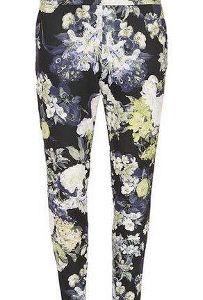 Dorothy Perkins Womens Green Floral Print Scuba Style Trousers-