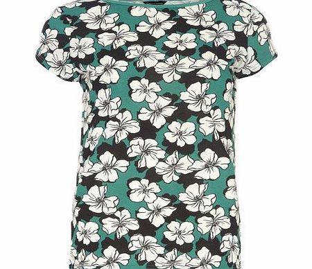 Dorothy Perkins Womens Green Floral Tee- Green DP56394111