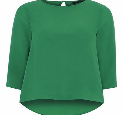 Dorothy Perkins Womens Green Long Sleeve Dip Back Top- Green