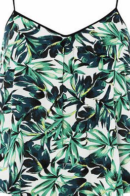 Dorothy Perkins Womens Green Print Pleat Cami Top- Green