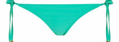 Womens Green tie side bikini Bottoms- Green