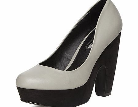 Womens Grey high platform court shoes- Grey