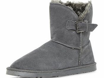 Dorothy Perkins Womens Grey suede faux fur boots- Grey DP19881262