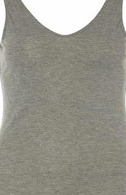 Dorothy Perkins Womens Grey V Neck Shimmer Vest Top- Grey