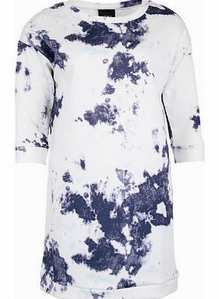 Womens Ichi Abstract Print Jersey Dress- Cream