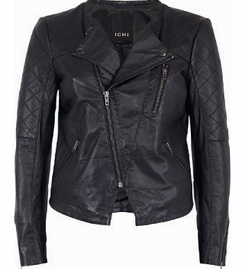 Dorothy Perkins Womens Ichi Leather Biker Jacket- Black DP27100006