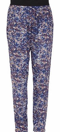 Womens Ichi Printed Trousers- Blue DP27100017