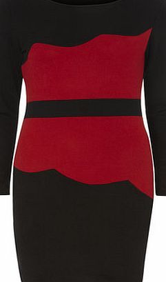 Dorothy Perkins Womens Indulgence Red Black Wave Panel Dress-