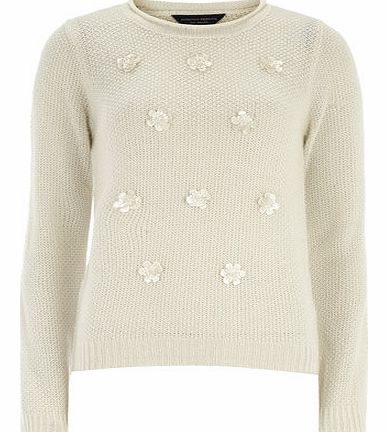 Dorothy Perkins Womens Ivory 3D Floral Jumper- White DP55149002