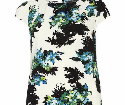 Dorothy Perkins Womens Ivory and Blue Floral Tee- Multi Colour