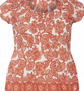 Dorothy Perkins Womens Ivory and Coral Scallop Top- Orange