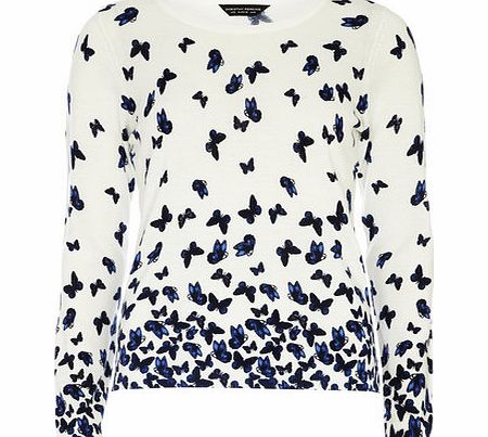 Dorothy Perkins Womens Ivory Butterfly Jumper- White DP55303922
