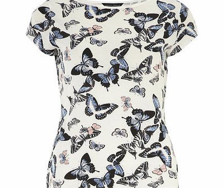 Dorothy Perkins Womens Ivory Butterfly Tee- Ivory DP56387382