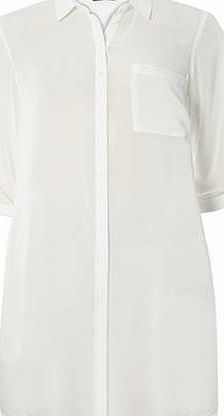 Dorothy Perkins Womens Ivory Chiffon Long Line Shirt- White