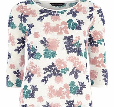 Dorothy Perkins Womens Ivory Cluster Floral Bling Top- Ivory