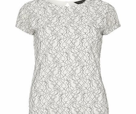 Dorothy Perkins Womens Ivory Contrast Lace Tee- Ivory DP56408682