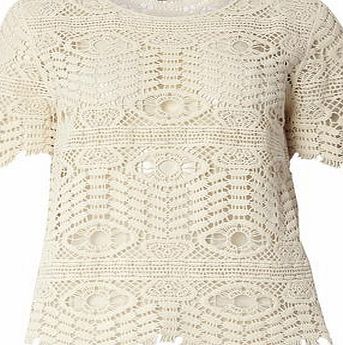 Dorothy Perkins Womens Ivory Crochet Tee- White DP55325322