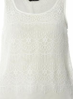 Dorothy Perkins Womens Ivory Double Lace Shell Top- White
