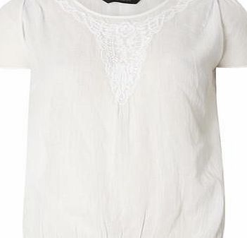 Dorothy Perkins Womens Ivory Embroidered Flutter Top- White