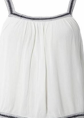 Dorothy Perkins Womens Ivory Embroidered Swing Cami Top- White