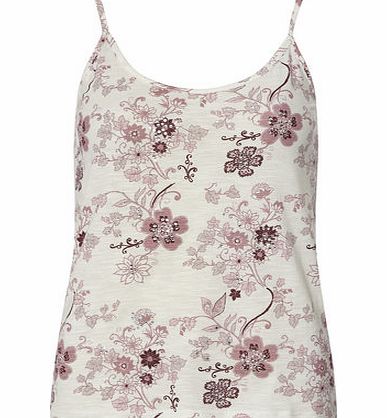 Dorothy Perkins Womens Ivory Floral Bling Cami Top- Ivory